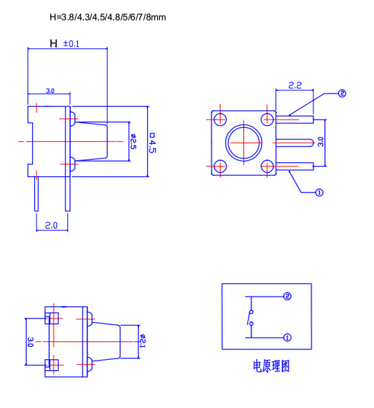 三脚轻触开关电路图 三脚轻触开关电路图